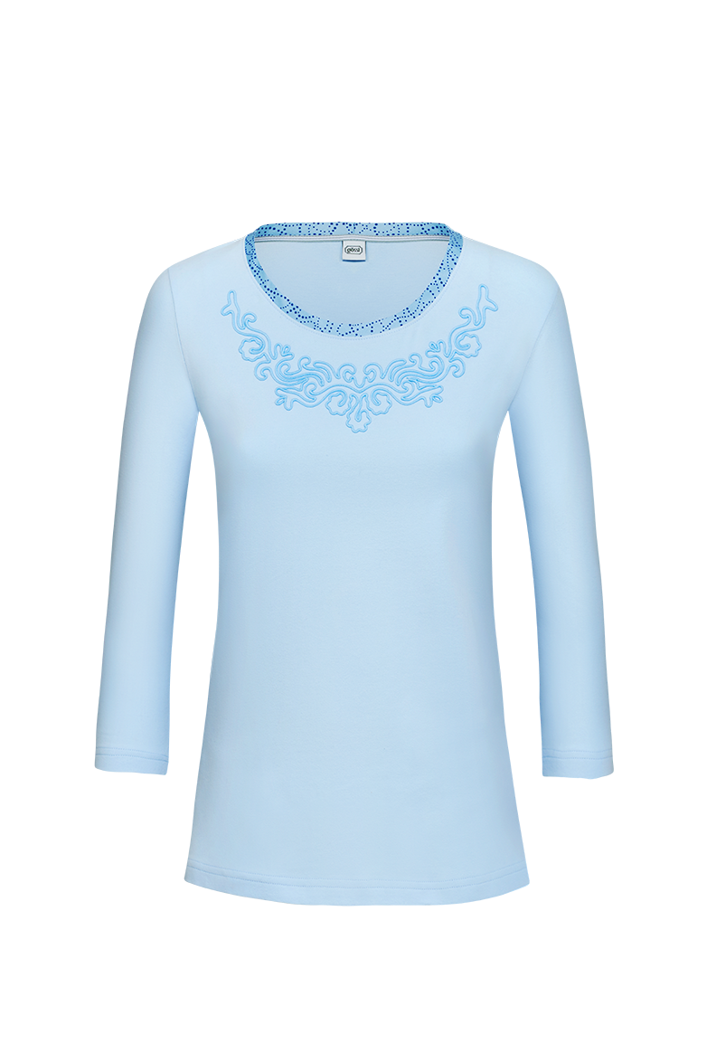Shirt mit floraler Wolldocht-Stickerei - Bild 1