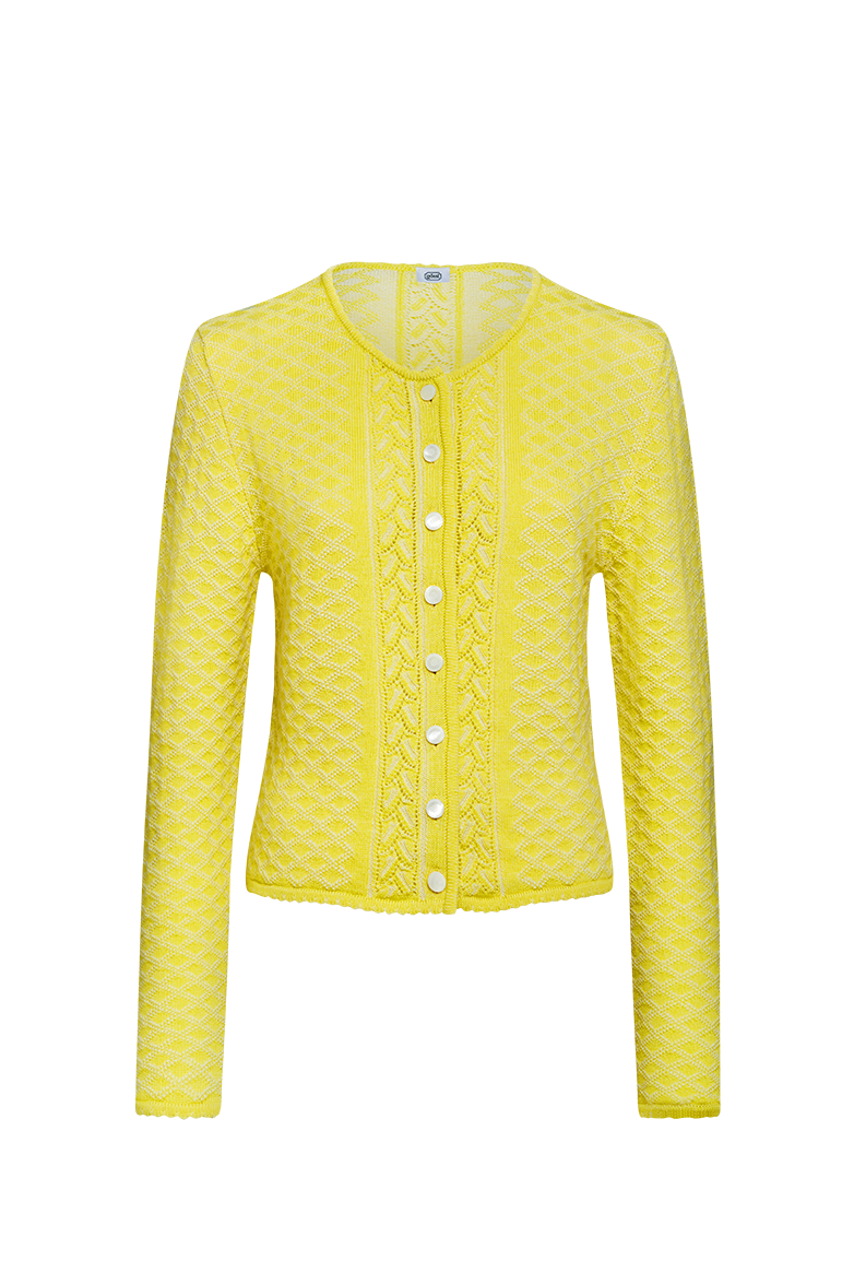 Plattierte Strickjacke mit Brokatmuster - Bild 1