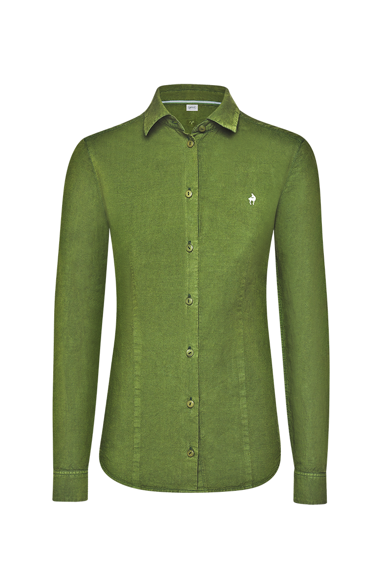 Bluse mit kontrastreicher Gamsstickerei - Bild 1