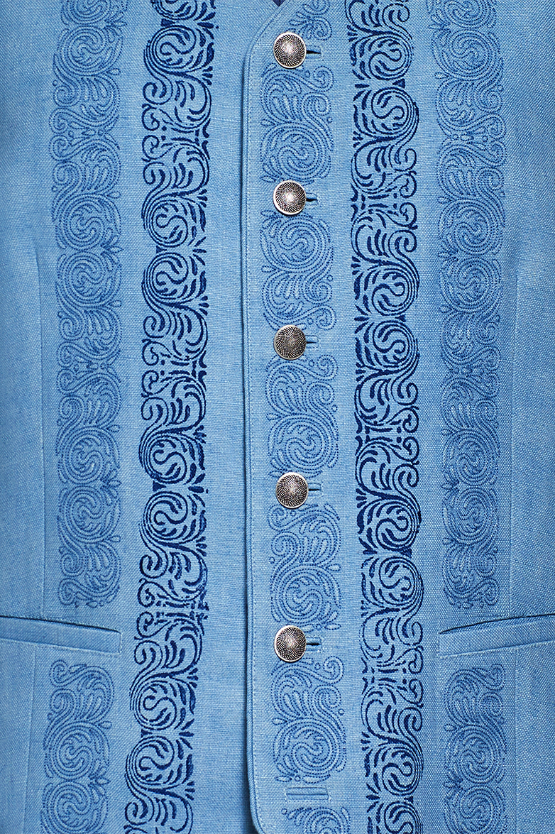 Blaudruck-Gilet mit Reliefstickerei - Bild 4