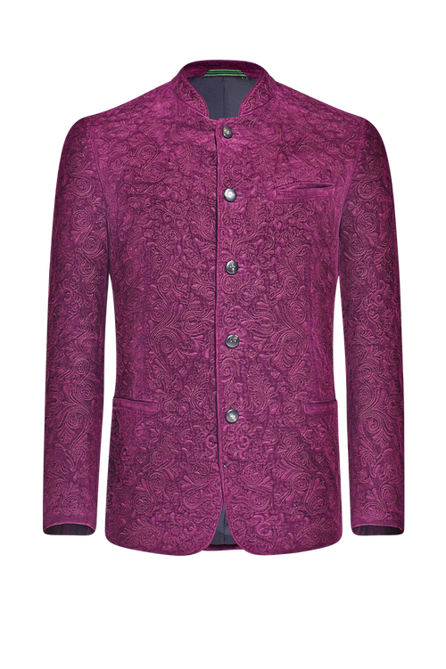 Samtjacke mit reicher Relief-Stickerei